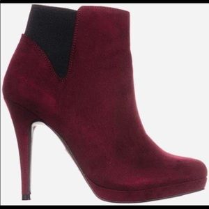 Red heels, burgundy heels, booties